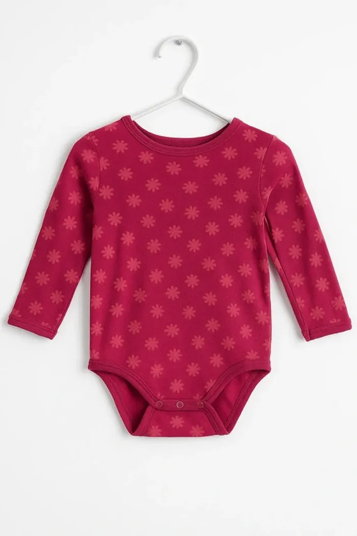 Body à manches longues fuchsia à fleurs - Care - 9 mois