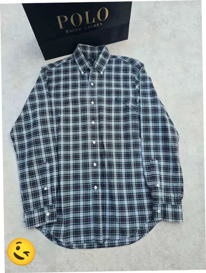 Chemise Ralph Lauren manche longue Taille M vert noir Homme Men CHE116 - photo numéro 4