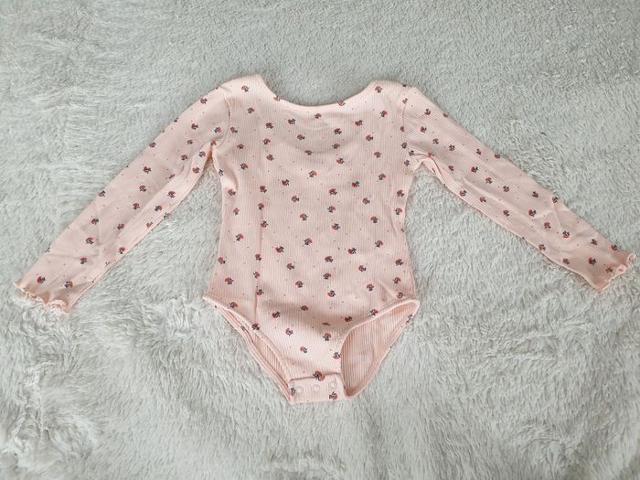 Body côtelé rose motif petites fleurs - 3A - TAO - photo numéro 2