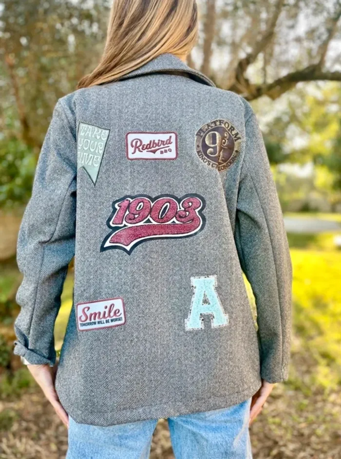 Veste blazer grise tendance , oversize.Taille unique - photo numéro 11