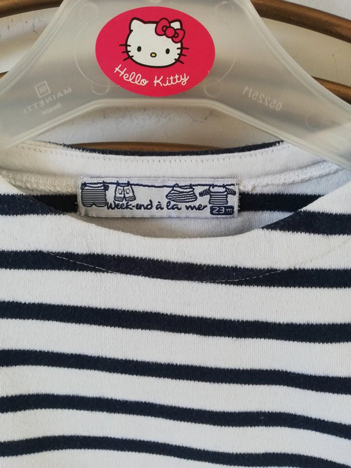 Tshirt manches longues marinière T23 mois - photo numéro 3