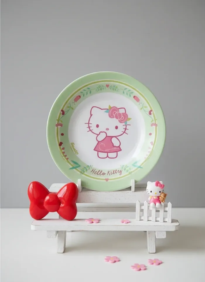 🌿 Assiette Plate Hello Kitty - Collection Sanrio "Nature"
