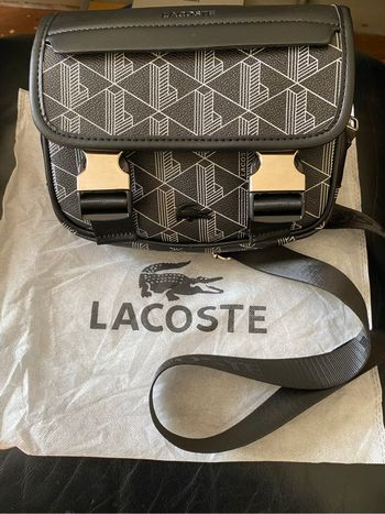 Sacoche Lacoste The Blend Noire et blanche neuve