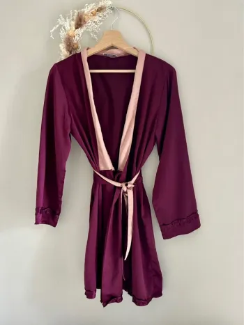 Peignoir satiné bicolore Etam – violet & rose clair