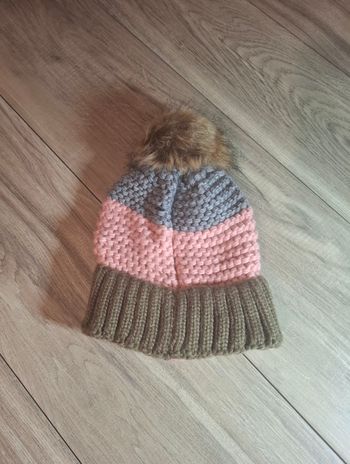 Bonnet fille hiver enfant marron gris rose
