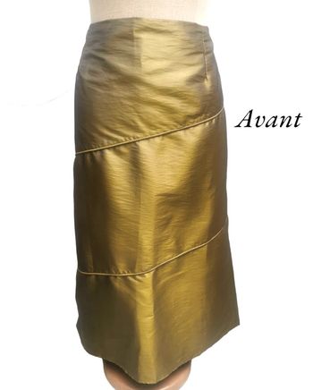Superbe jupe satin vert kaki