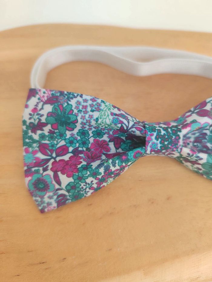 Noeud papillon liberty violet et bleu vert - photo numéro 2