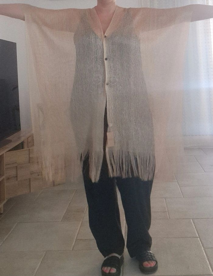 Poncho cape fine maille dorée neuf - photo numéro 8