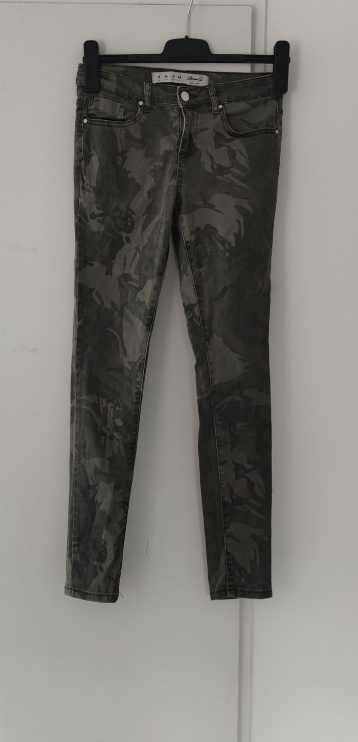 Jean slim camouflage gris Denim&Co femme taille 36 très bon état