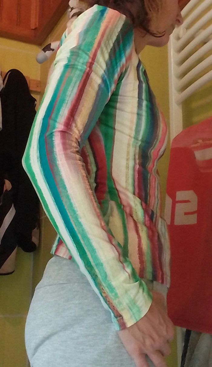 Pull fin femme rayé vert Shein - photo numéro 5