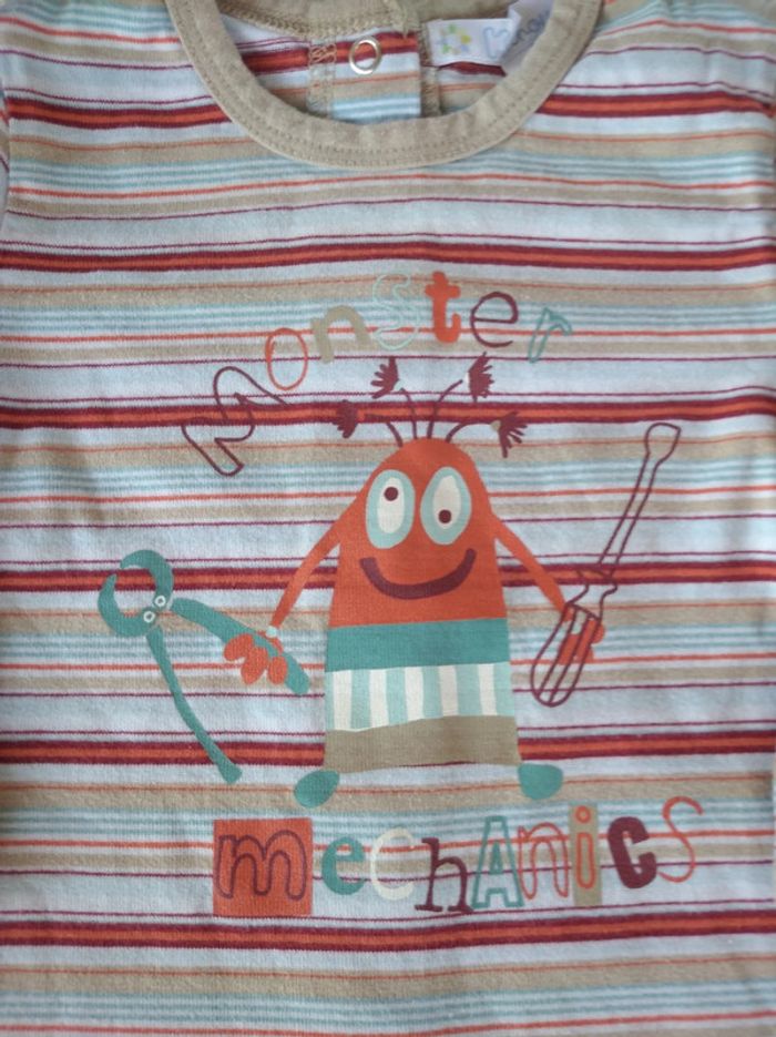 Tee shirt chemise manches longues Garçon 6 mois Monstre Monster mecanics Kitchoun - photo numéro 4