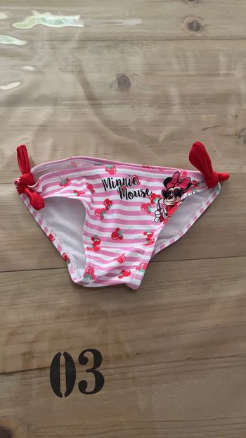 Culotte de bain minnie rose et blanc 12 mois