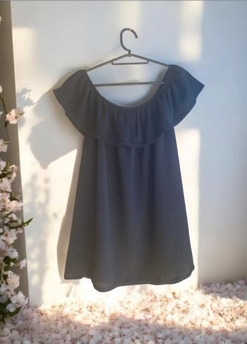 🎀 Haut noir à volants épaules dénudées femme taille L🎀