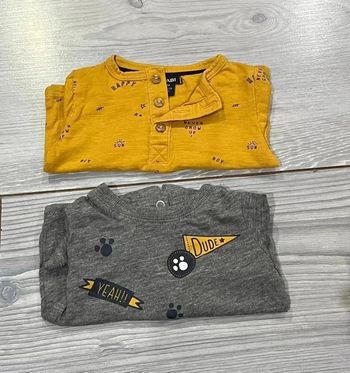 Lot de 2 tee shirt manches longues bébé garçon 1 mois