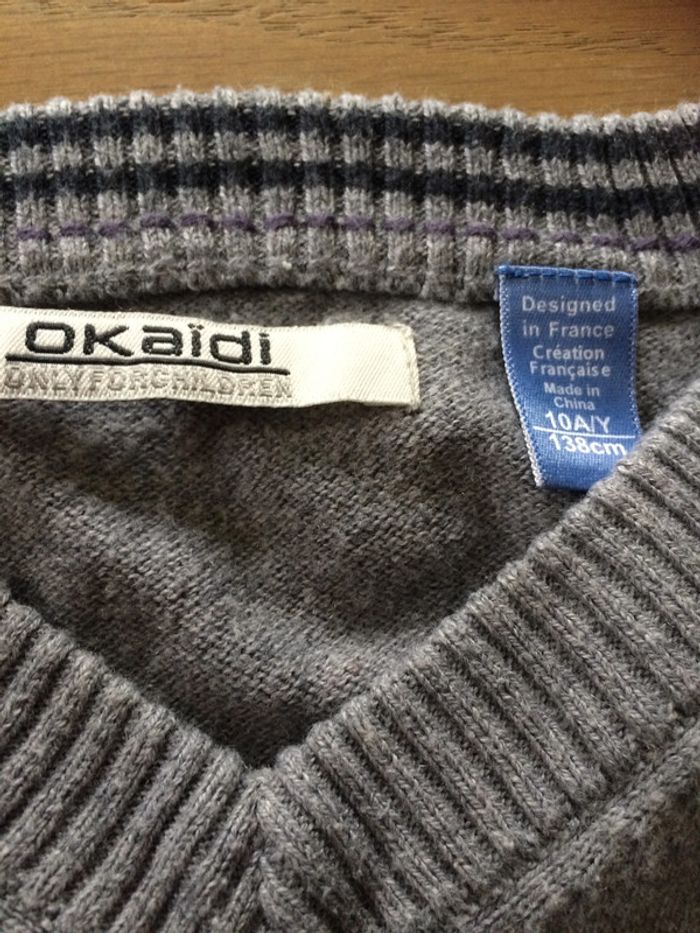 Pull gris Okaidi 10 ans - photo numéro 2