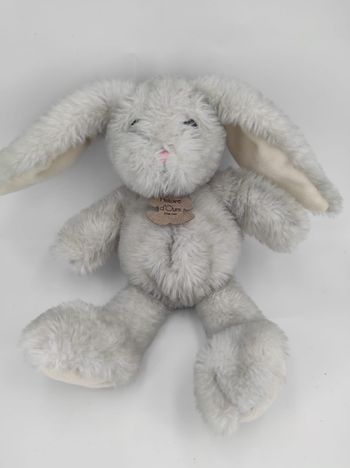 Peluche Doudou Lapin Fluffy Gris Perle Histoire d'Ours