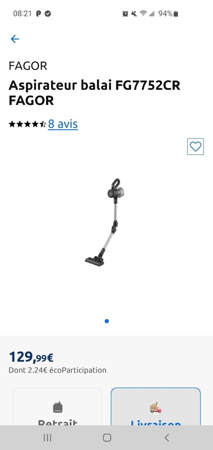 Aspirateur Balai pliable multi-usages FAGOR FG7752CR Neuf. - photo numéro 2
