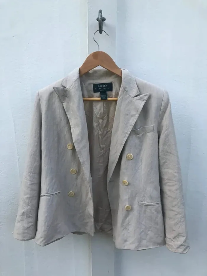 Blazer Beige Lauren Ralph Lauren en Soie et Lin - Taille S Femme - photo numéro 6