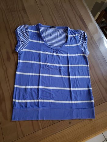 T-shirt manches courtes blanc et bleu Breal