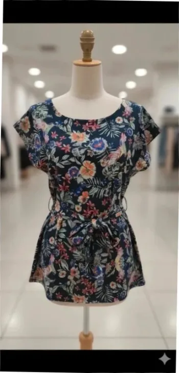 Tunique blouse femme avec ceinture L