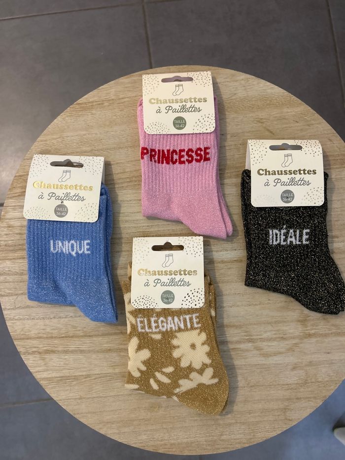 Lots 4 paires chaussettes paillettes