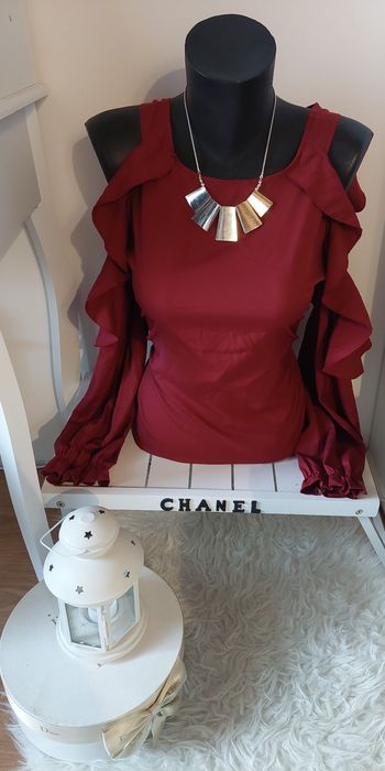Blouse épaules nues bordeaux légère T.M TBE 🍷