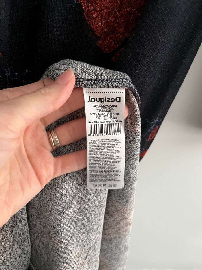 Robe Longue Desigual Noire/Rouge - Imprimé Feuilles Hivernal (Taille M) 🌿 - photo numéro 6