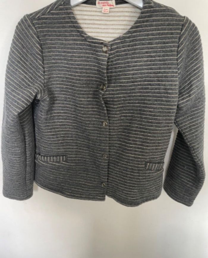 Belle veste cardigan T 8 ans DPAM gris avec fils or