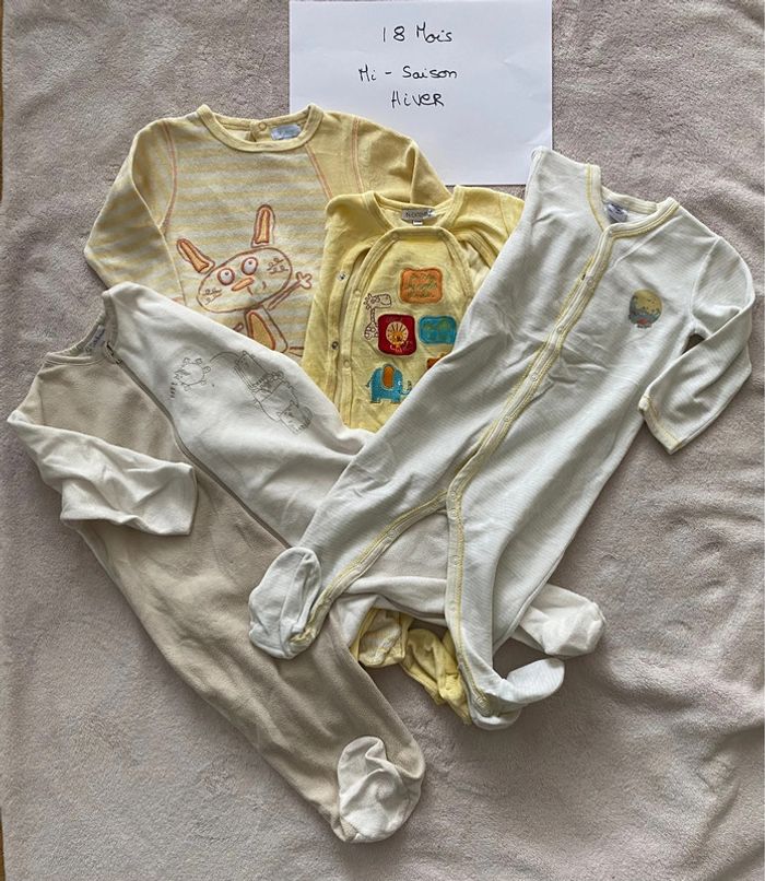 Lot 4 pyjamas chauds - 18 mois - Petit bateau & autres - TBE