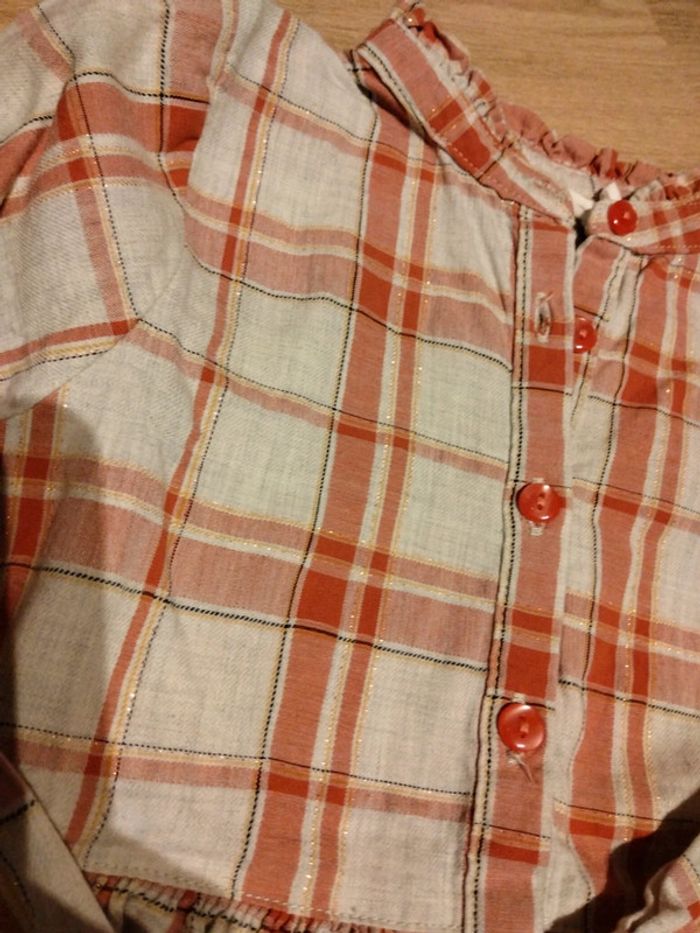 Chemise/blouse beige rayé rouge 3 ans - photo numéro 2
