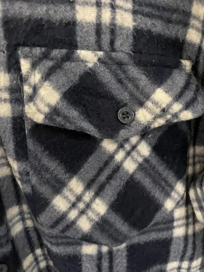 Lumberjack Flannel Plaid Polaire shirt chemise blue white Mens XXL - photo numéro 3