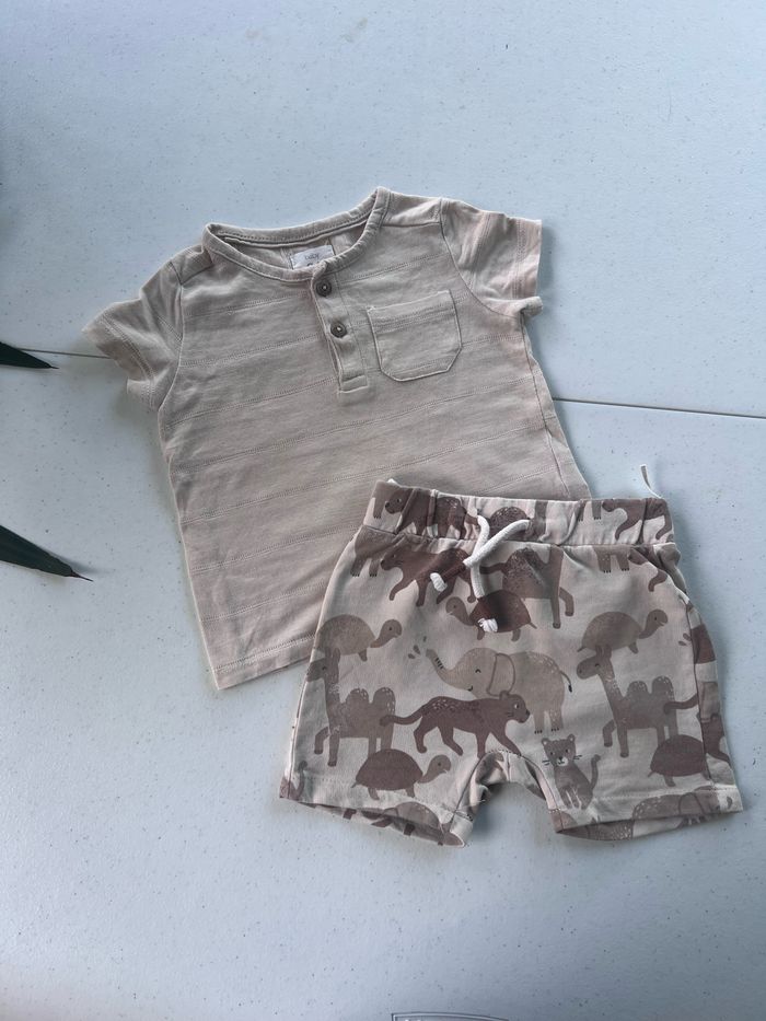 Ensemble short et t-shirt C&A Très bon état  Taille 9/12 mois 80 cm  Motif savane - photo numéro 2