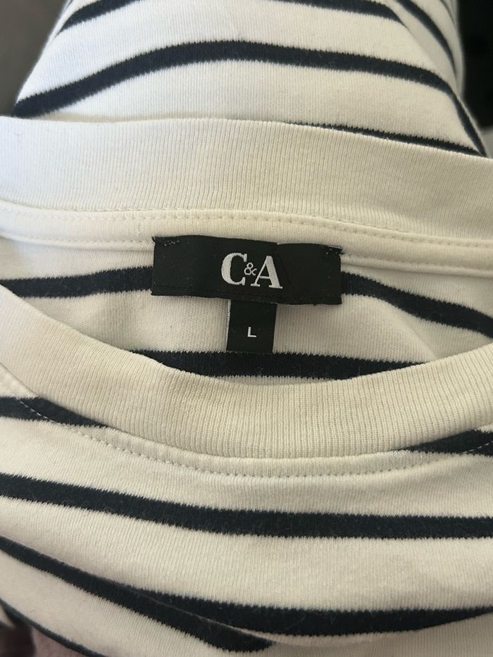 T-shirt C&A taille L style marinière - photo numéro 2
