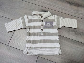 Polo kitchoun rayé blanc marron 1 mois très bon état