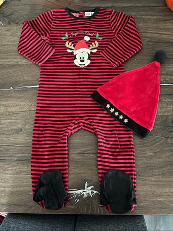 Ensemble pyjama bonnet de Noël Mickey