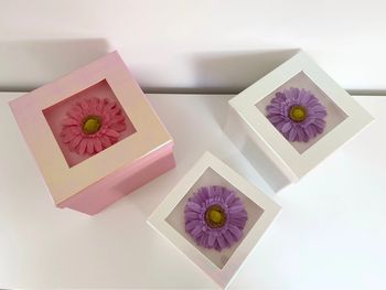 Lots de 3 boîtes carrés de rangement - Fleurs
