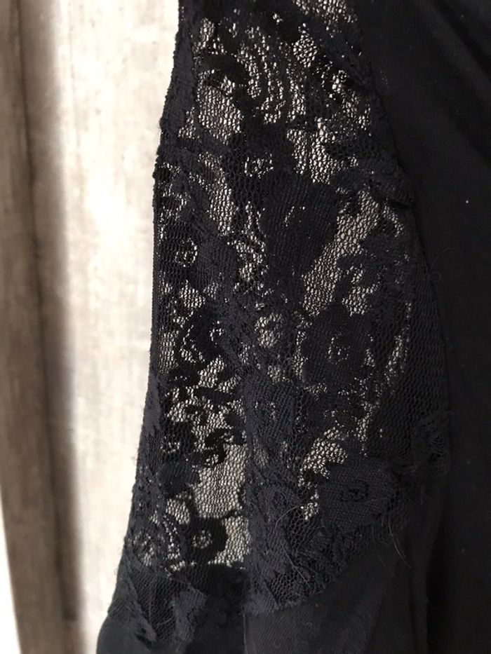Haut noir à broderie transparente Straboski L - photo numéro 2