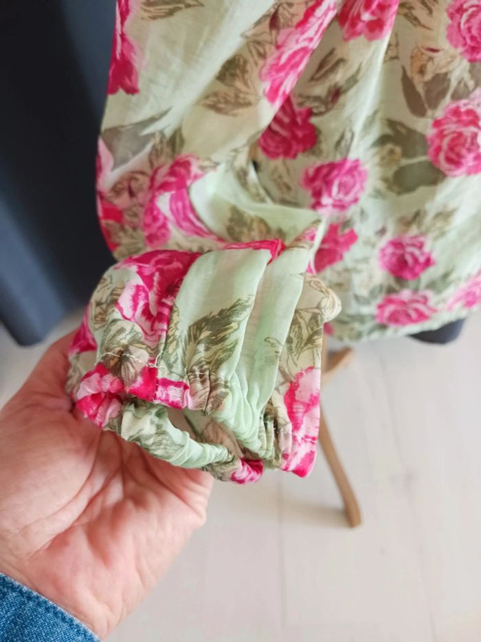 Chemise fluide verte à fleurs - photo numéro 3