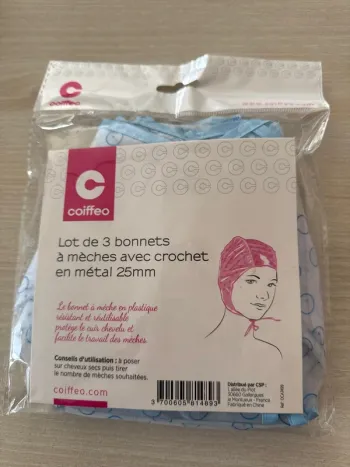 Bonnet à mèches cheveux couleur blond décoloration NEUF emballé