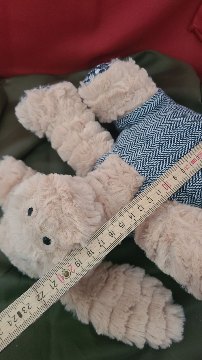 Peluche doudou ane cheval beige salopette Alice et Les Pitchounes - photo numéro 4