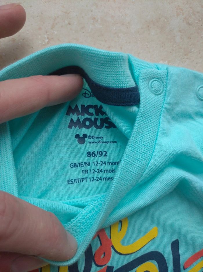 Tee shirt chemise manches courtes Garçon 12/24 mois Choose happy Mickey Disney 100% coton - photo numéro 2