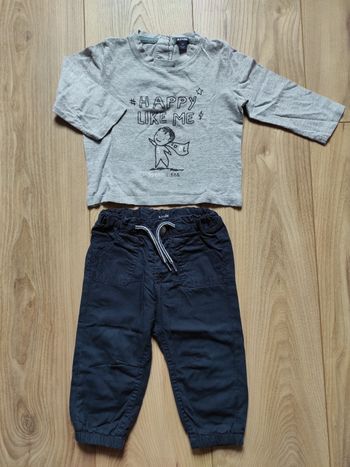 Pantalon + t-shirt manches longues 9 mois Kiabi