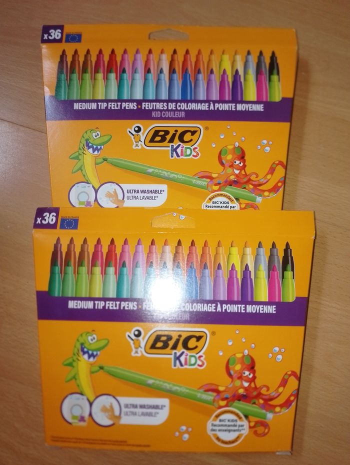 2 lots de Feutres x36 bic kids neuf