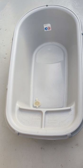 Baignoire bébé grise+ transat de bain bleu