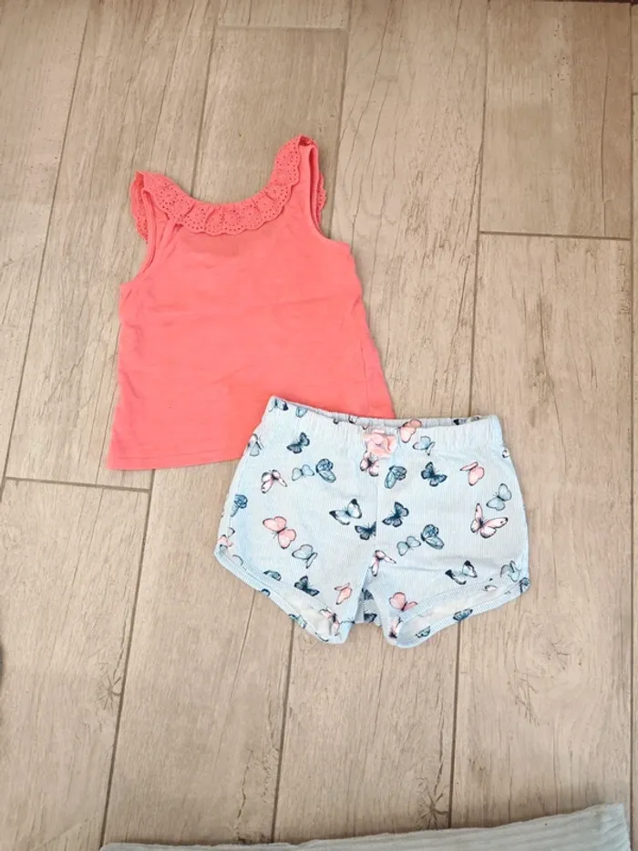 Ensemble d'été short papillon et débardeur 3 ans