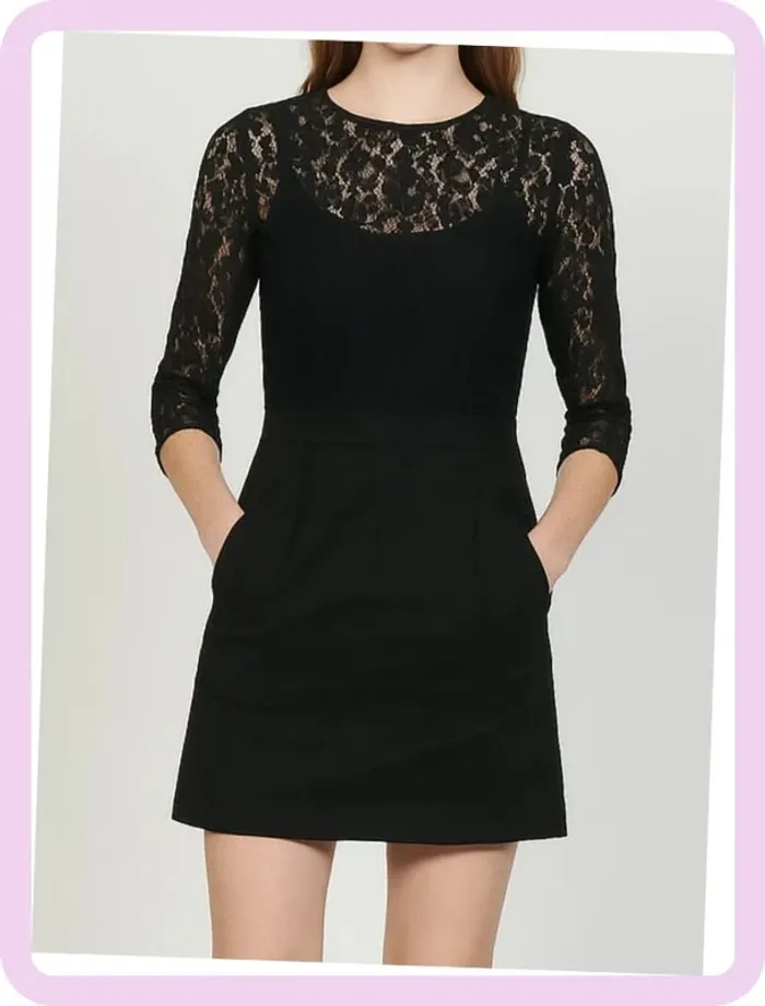 🖤 Robe Sandro Taille 1 – Noir, Dentelle & Élégance Féminine