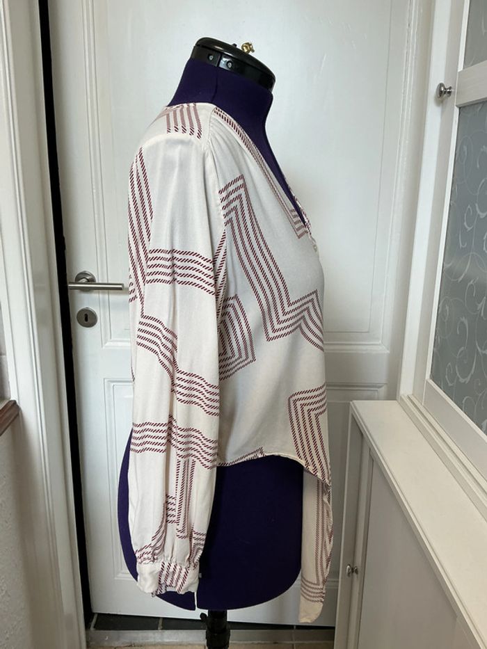 Chemisier col en V à ourlet noué à motifs H&M - photo numéro 3