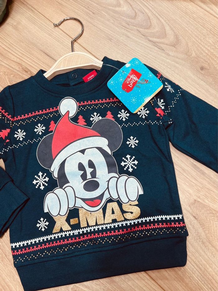 Taille 6 mois sweat-shirt de Noël NEUF garçon Disney bleu marine * Mickey * 💙 - photo numéro 3