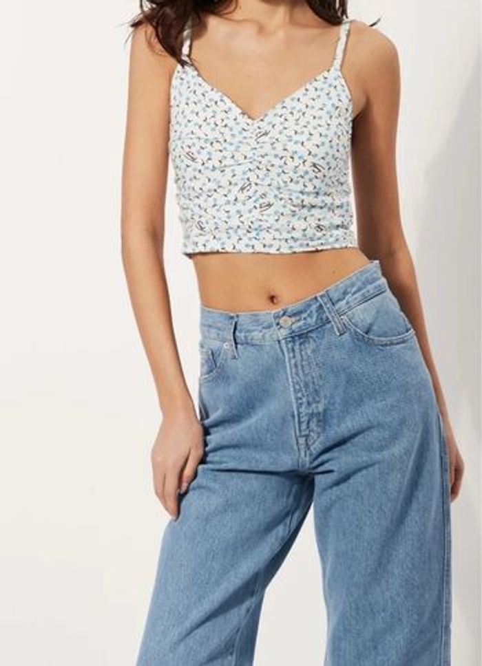 Top débardeur court crop top bretelles réglables blanc et bleu Tommy Hilfiger neuf