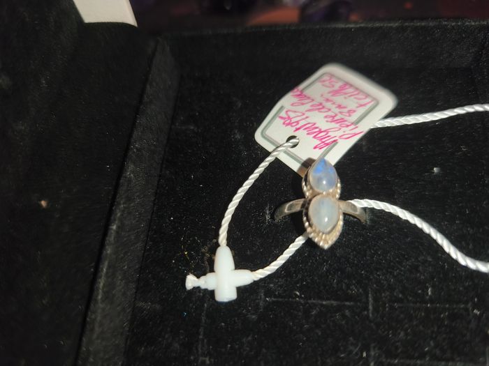 Bague hippie en argent et pierres de lune artisanale